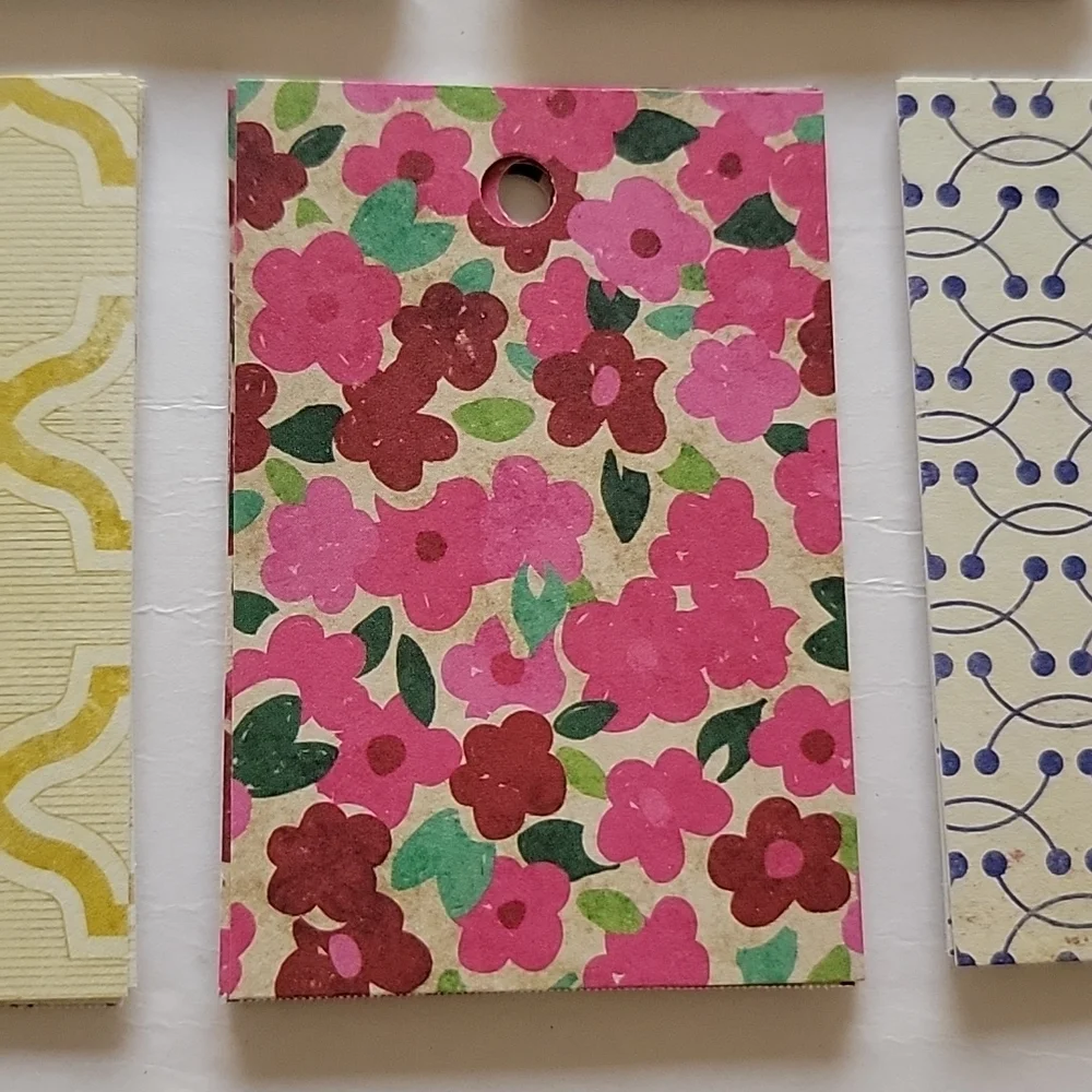 56 Cardstock Hand Cut Multicolored Mixed Print Blank Back Gift Tags